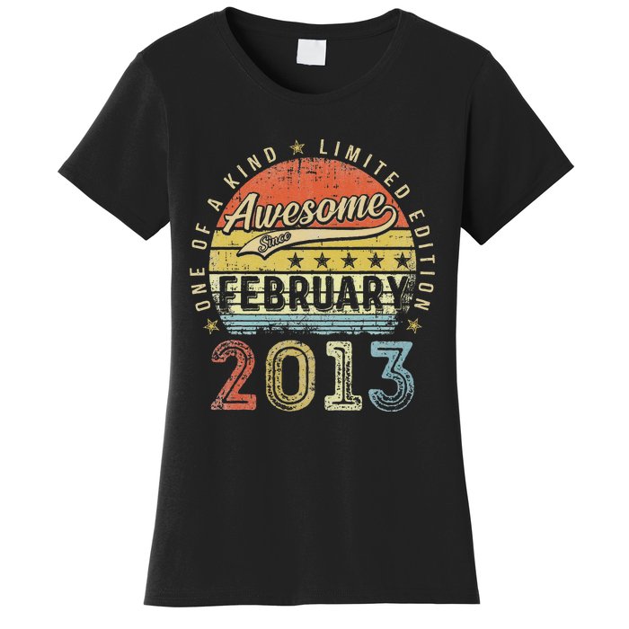 10th Birthday Gift Awesome Since February 2013 10 Year Old Cute Women's T-Shirt