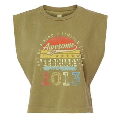 10th Birthday Gift Awesome Since February 2013 10 Year Old Cute Garment-Dyed Women's Muscle Tee