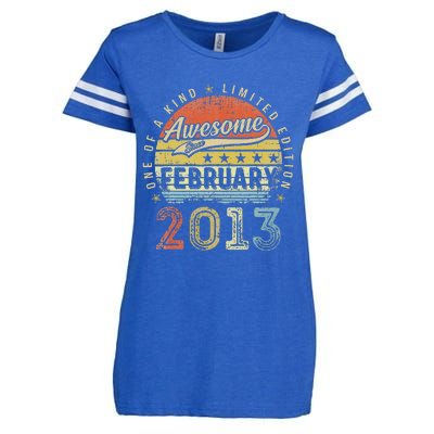 10th Birthday Gift Awesome Since February 2013 10 Year Old Cute Enza Ladies Jersey Football T-Shirt