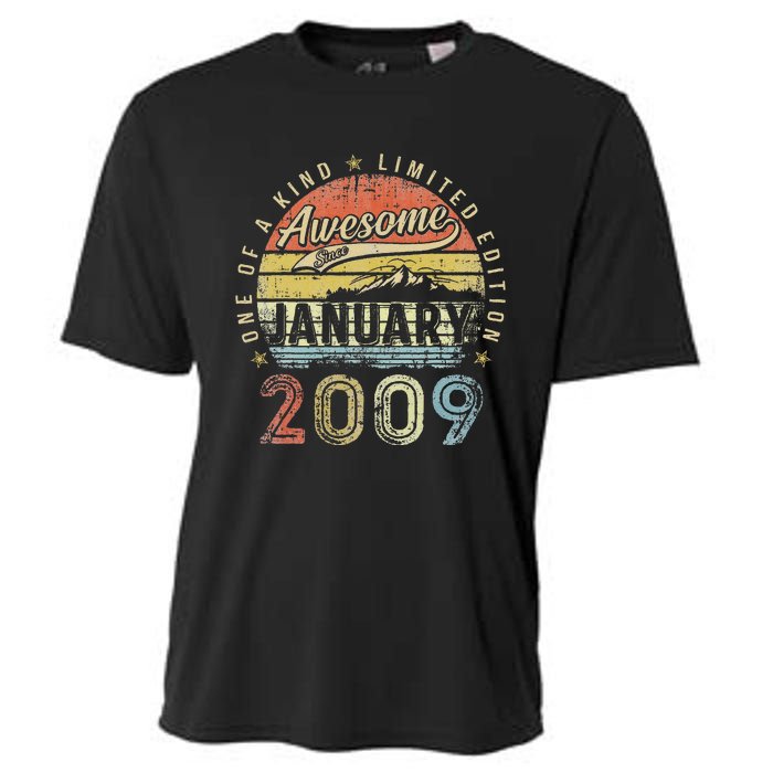 14th Birthday Gift Awesome Since January 2009 14 Year Old Cooling Performance Crew T-Shirt