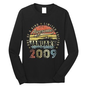 14th Birthday Gift Awesome Since January 2009 14 Year Old Long Sleeve Shirt