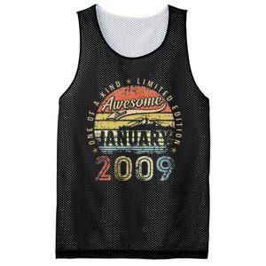 14th Birthday Gift Awesome Since January 2009 14 Year Old Mesh Reversible Basketball Jersey Tank