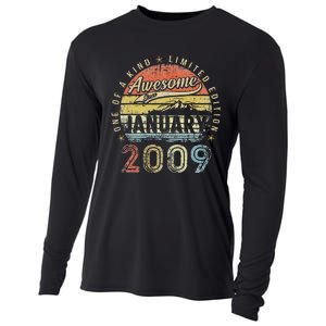 14th Birthday Gift Awesome Since January 2009 14 Year Old Cooling Performance Long Sleeve Crew