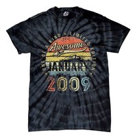 14th Birthday Gift Awesome Since January 2009 14 Year Old Tie-Dye T-Shirt