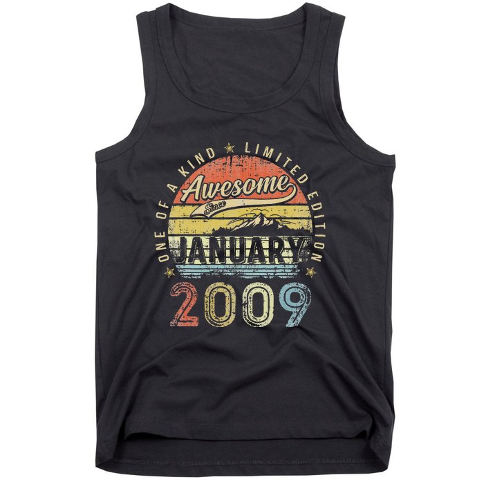 14th Birthday Gift Awesome Since January 2009 14 Year Old Tank Top