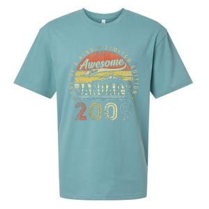 14th Birthday Gift Awesome Since January 2009 14 Year Old Sueded Cloud Jersey T-Shirt