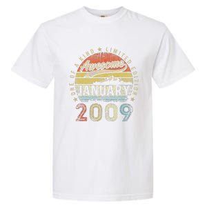 14th Birthday Gift Awesome Since January 2009 14 Year Old Garment-Dyed Heavyweight T-Shirt