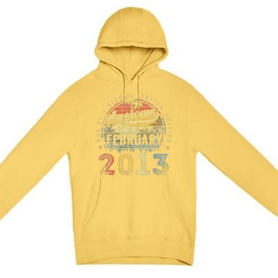 10th Birthday Gift Awesome Since February 2013 10 Year Old Premium Pullover Hoodie