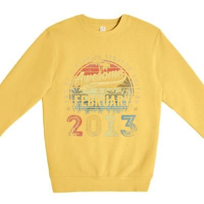 10th Birthday Gift Awesome Since February 2013 10 Year Old Premium Crewneck Sweatshirt