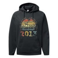 10th Birthday Gift Awesome Since February 2013 10 Year Old Performance Fleece Hoodie