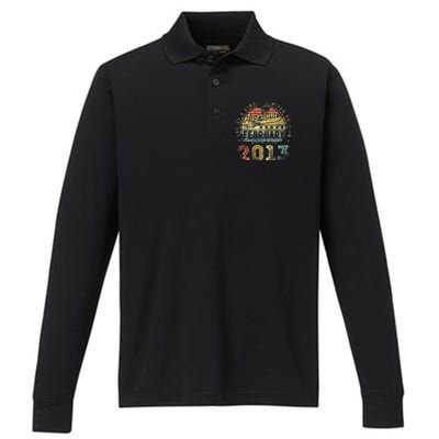 10th Birthday Gift Awesome Since February 2013 10 Year Old Performance Long Sleeve Polo