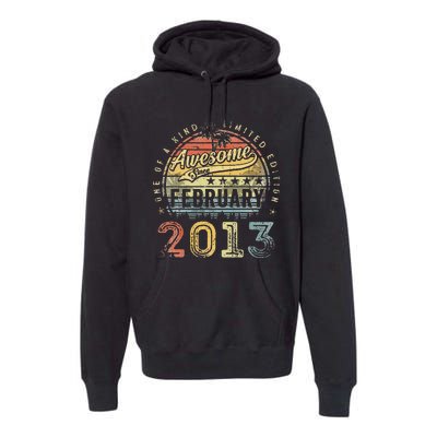 10th Birthday Gift Awesome Since February 2013 10 Year Old Premium Hoodie