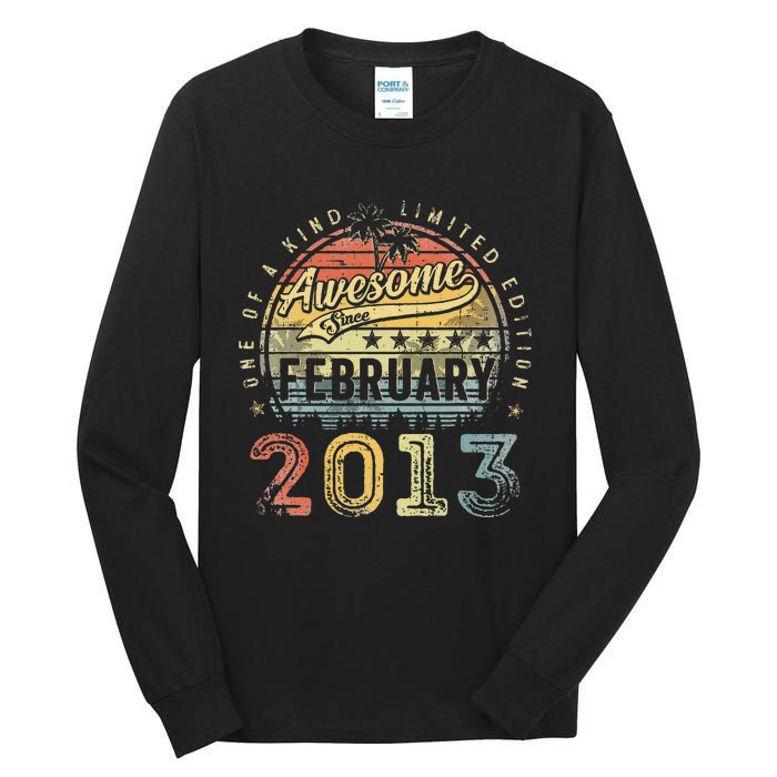 10th Birthday Gift Awesome Since February 2013 10 Year Old Tall Long Sleeve T-Shirt