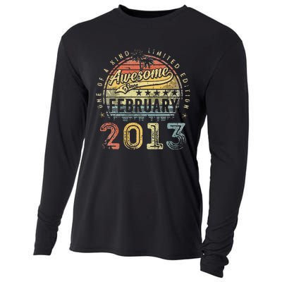 10th Birthday Gift Awesome Since February 2013 10 Year Old Cooling Performance Long Sleeve Crew