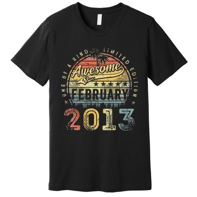 10th Birthday Gift Awesome Since February 2013 10 Year Old Premium T-Shirt