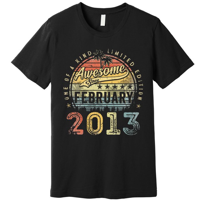 10th Birthday Gift Awesome Since February 2013 10 Year Old Premium T-Shirt