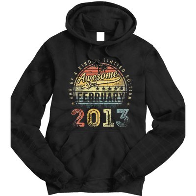 10th Birthday Gift Awesome Since February 2013 10 Year Old Tie Dye Hoodie