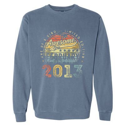 10th Birthday Gift Awesome Since February 2013 10 Year Old Garment-Dyed Sweatshirt