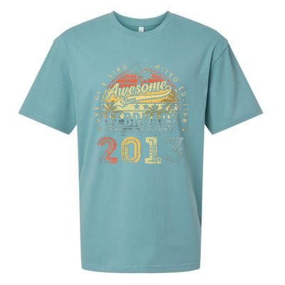 10th Birthday Gift Awesome Since February 2013 10 Year Old Sueded Cloud Jersey T-Shirt