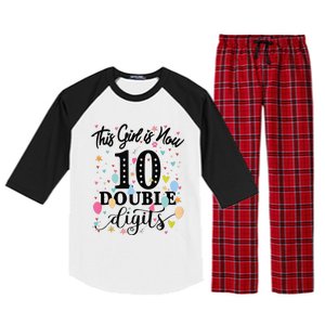 10th Birthday Gifts This Girl Is Now 10 Double Digits Raglan Sleeve Pajama Set