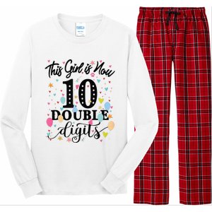 10th Birthday Gifts This Girl Is Now 10 Double Digits Long Sleeve Pajama Set