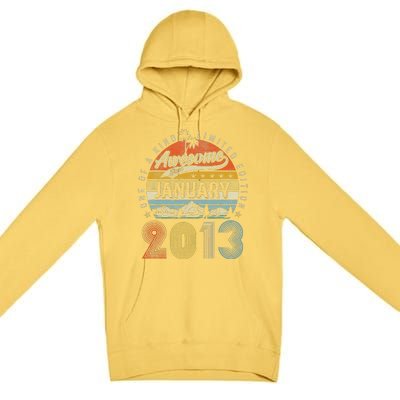 10th Birthday Gift Awesome Since January 2013 10 Year Old Premium Pullover Hoodie