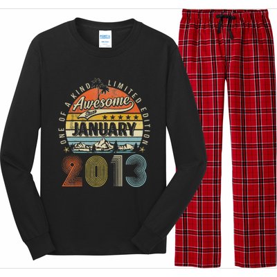 10th Birthday Gift Awesome Since January 2013 10 Year Old Long Sleeve Pajama Set