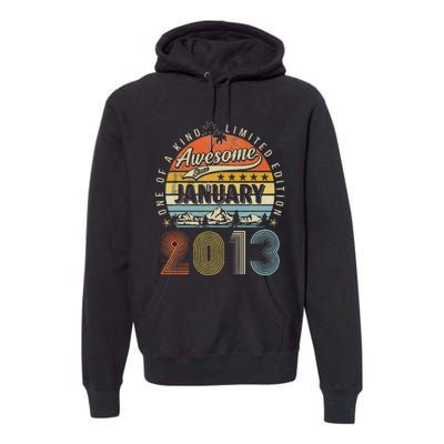 10th Birthday Gift Awesome Since January 2013 10 Year Old Premium Hoodie