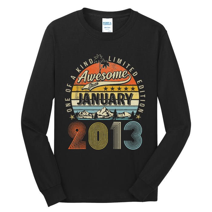 10th Birthday Gift Awesome Since January 2013 10 Year Old Tall Long Sleeve T-Shirt