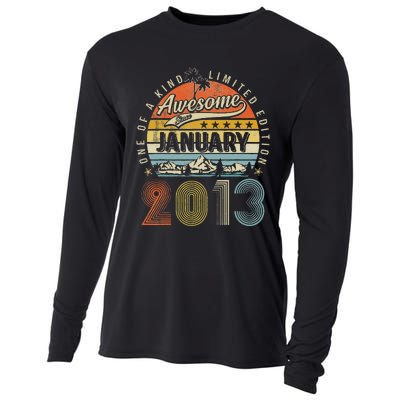 10th Birthday Gift Awesome Since January 2013 10 Year Old Cooling Performance Long Sleeve Crew