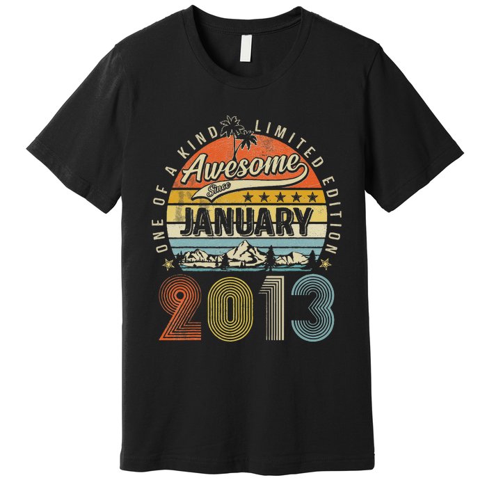 10th Birthday Gift Awesome Since January 2013 10 Year Old Premium T-Shirt