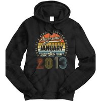 10th Birthday Gift Awesome Since January 2013 10 Year Old Tie Dye Hoodie