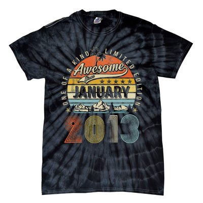 10th Birthday Gift Awesome Since January 2013 10 Year Old Tie-Dye T-Shirt