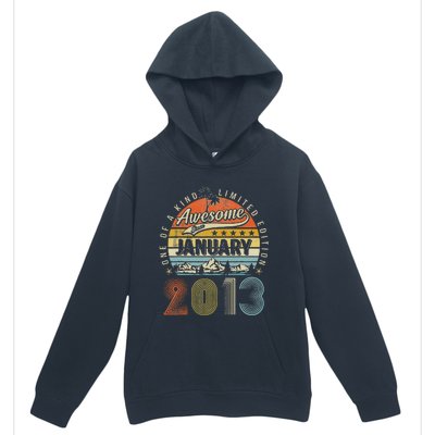 10th Birthday Gift Awesome Since January 2013 10 Year Old Urban Pullover Hoodie