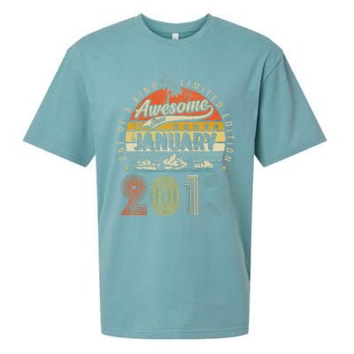 10th Birthday Gift Awesome Since January 2013 10 Year Old Sueded Cloud Jersey T-Shirt