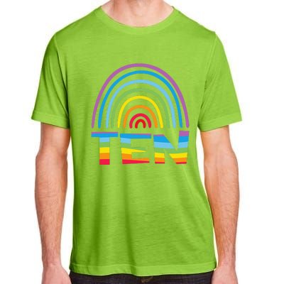 10th Birthday Gift Rainbow Fan 10 Years Olds 10 Bday Adult ChromaSoft Performance T-Shirt