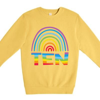 10th Birthday Gift Rainbow Fan 10 Years Olds 10 Bday Premium Crewneck Sweatshirt