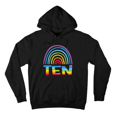 10th Birthday Gift Rainbow Fan 10 Years Olds 10 Bday Hoodie