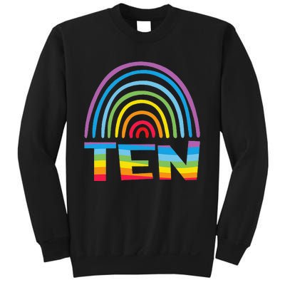 10th Birthday Gift Rainbow Fan 10 Years Olds 10 Bday Sweatshirt