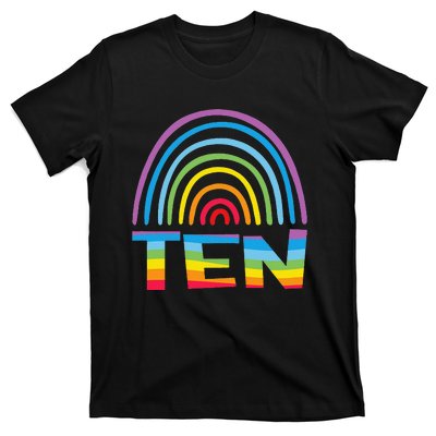 10th Birthday Gift Rainbow Fan 10 Years Olds 10 Bday T-Shirt