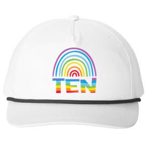 10th Birthday Gift Rainbow Fan 10 Years Olds 10 Bday Snapback Five-Panel Rope Hat