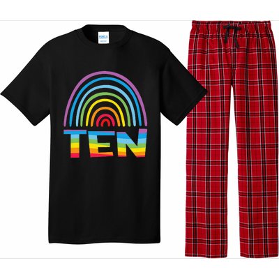 10th Birthday Gift Rainbow Fan 10 Years Olds 10 Bday Pajama Set