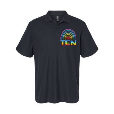 10th Birthday Gift Rainbow Fan 10 Years Olds 10 Bday Softstyle Adult Sport Polo