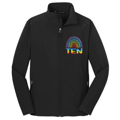 10th Birthday Gift Rainbow Fan 10 Years Olds 10 Bday Core Soft Shell Jacket