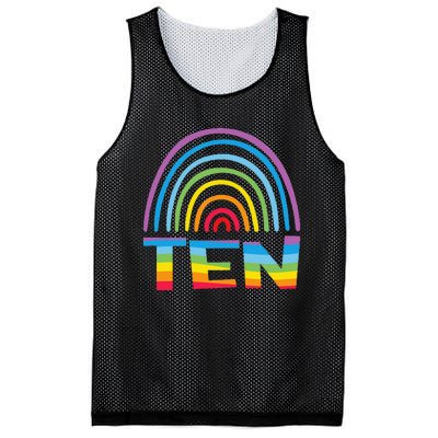 10th Birthday Gift Rainbow Fan 10 Years Olds 10 Bday Mesh Reversible Basketball Jersey Tank