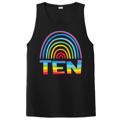 10th Birthday Gift Rainbow Fan 10 Years Olds 10 Bday PosiCharge Competitor Tank