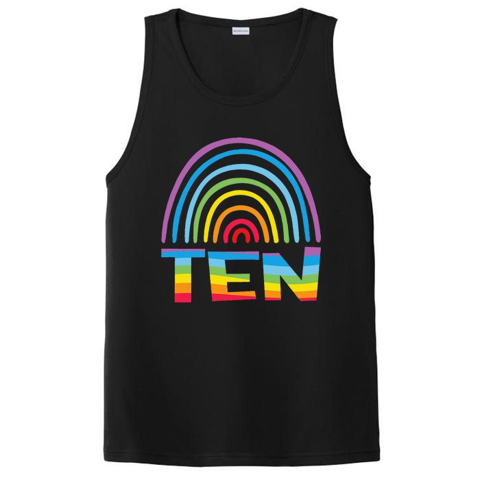 10th Birthday Gift Rainbow Fan 10 Years Olds 10 Bday PosiCharge Competitor Tank