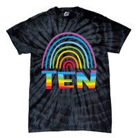 10th Birthday Gift Rainbow Fan 10 Years Olds 10 Bday Tie-Dye T-Shirt