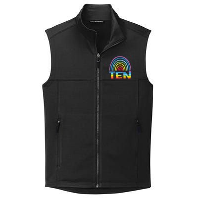 10th Birthday Gift Rainbow Fan 10 Years Olds 10 Bday Collective Smooth Fleece Vest