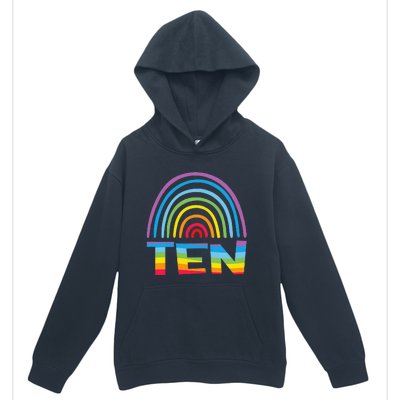 10th Birthday Gift Rainbow Fan 10 Years Olds 10 Bday Urban Pullover Hoodie